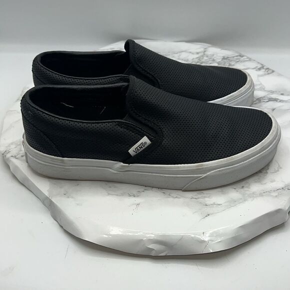 VANS Classic Slip-On Perforated Black Leather Shoe- - Picture 2 of 9